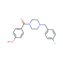 COc1ccc(C(=O)N2CCN(Cc3ccc(F)cc3)CC2)cc1 ZINC000019841725