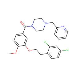 COc1ccc(C(=O)N2CCN(Cc3ccccn3)CC2)cc1OCCc1ccc(Cl)cc1Cl ZINC000013643430