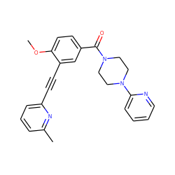 COc1ccc(C(=O)N2CCN(c3ccccn3)CC2)cc1C#Cc1cccc(C)n1 ZINC000066252453