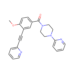 COc1ccc(C(=O)N2CCN(c3ccccn3)CC2)cc1C#Cc1ccccn1 ZINC000066252248