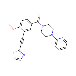 COc1ccc(C(=O)N2CCN(c3ccccn3)CC2)cc1C#Cc1nccs1 ZINC000066258389