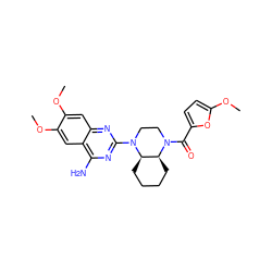 COc1ccc(C(=O)N2CCN(c3nc(N)c4cc(OC)c(OC)cc4n3)[C@@H]3CCCC[C@@H]32)o1 ZINC000028713895