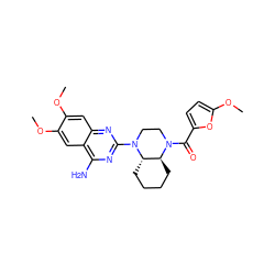 COc1ccc(C(=O)N2CCN(c3nc(N)c4cc(OC)c(OC)cc4n3)[C@H]3CCCC[C@@H]32)o1 ZINC000103274356