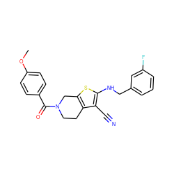 COc1ccc(C(=O)N2CCc3c(sc(NCc4cccc(F)c4)c3C#N)C2)cc1 ZINC000299857026