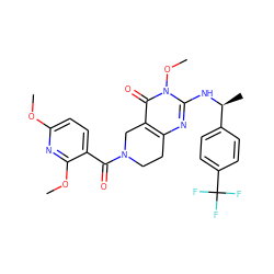 COc1ccc(C(=O)N2CCc3nc(N[C@@H](C)c4ccc(C(F)(F)F)cc4)n(OC)c(=O)c3C2)c(OC)n1 ZINC000113827560