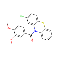 COc1ccc(C(=O)N2c3ccccc3Sc3ccc(Cl)cc32)cc1OC ZINC000226363446
