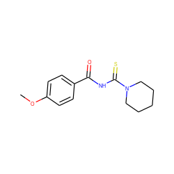 COc1ccc(C(=O)NC(=S)N2CCCCC2)cc1 ZINC000000437325
