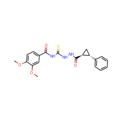 COc1ccc(C(=O)NC(=S)NNC(=O)[C@H]2C[C@@H]2c2ccccc2)cc1OC ZINC000005024893