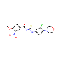 COc1ccc(C(=O)NC(=S)Nc2ccc(N3CCOCC3)c(Cl)c2)cc1[N+](=O)[O-] ZINC000000881984