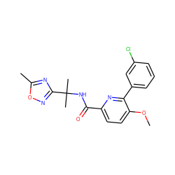 COc1ccc(C(=O)NC(C)(C)c2noc(C)n2)nc1-c1cccc(Cl)c1 ZINC000206690806