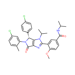 COc1ccc(C(=O)NC(C)C)cc1-c1nc2c(n1C(C)C)[C@@H](c1ccc(Cl)cc1)N(c1cc(Cl)ccc1C)C2=O ZINC000169705723