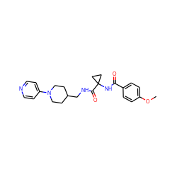 COc1ccc(C(=O)NC2(C(=O)NCC3CCN(c4ccncc4)CC3)CC2)cc1 ZINC000012355089