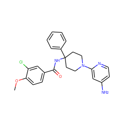 COc1ccc(C(=O)NC2(c3ccccc3)CCN(c3cc(N)ccn3)CC2)cc1Cl ZINC000045505825