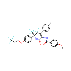 COc1ccc(C(=O)NC2=C(c3ccc(C)cc3)C(F)(F)[C@](c3ccc(OCCC(F)(F)F)cc3)(C(F)(F)F)NC2=O)cc1 ZINC001772576137