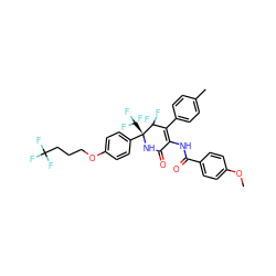 COc1ccc(C(=O)NC2=C(c3ccc(C)cc3)C(F)(F)[C@](c3ccc(OCCCC(F)(F)F)cc3)(C(F)(F)F)NC2=O)cc1 ZINC001772612518