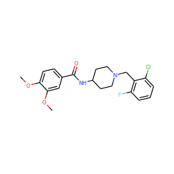 COc1ccc(C(=O)NC2CCN(Cc3c(F)cccc3Cl)CC2)cc1OC ZINC000004324694