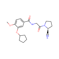 COc1ccc(C(=O)NCC(=O)N2CCC[C@H]2C#N)cc1OC1CCCC1 ZINC000084602455