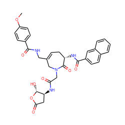 COc1ccc(C(=O)NCC2=CC[C@H](NC(=O)c3ccc4ccccc4c3)C(=O)N(CC(=O)N[C@H]3CC(=O)O[C@@H]3O)C2)cc1 ZINC000028713459