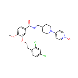 COc1ccc(C(=O)NCC2CCN(c3cc[n+]([O-])cc3)CC2)cc1OCCc1ccc(Cl)cc1Cl ZINC000014953601