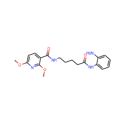 COc1ccc(C(=O)NCCCCC(=O)Nc2ccccc2N)c(OC)n1 ZINC000117582171