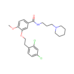 COc1ccc(C(=O)NCCCN2CCCCC2)cc1OCCc1ccc(Cl)cc1Cl ZINC000013643485