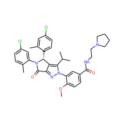 COc1ccc(C(=O)NCCN2CCCC2)cc1-n1nc2c(c1C(C)C)[C@@H](c1ccc(Cl)cc1C)N(c1cc(Cl)ccc1C)C2=O ZINC000224128190