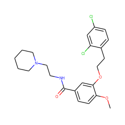 COc1ccc(C(=O)NCCN2CCCCC2)cc1OCCc1ccc(Cl)cc1Cl ZINC000013643488