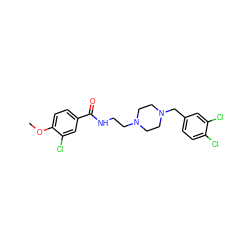 COc1ccc(C(=O)NCCN2CCN(Cc3ccc(Cl)c(Cl)c3)CC2)cc1Cl ZINC000095552708