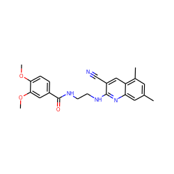 COc1ccc(C(=O)NCCNc2nc3cc(C)cc(C)c3cc2C#N)cc1OC ZINC000035291531