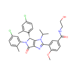 COc1ccc(C(=O)NCCO)cc1-c1nc2c(n1C(C)C)[C@@H](c1ccc(Cl)cc1C)N(c1cc(Cl)ccc1C)C2=O ZINC000169705379