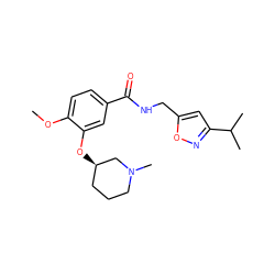 COc1ccc(C(=O)NCc2cc(C(C)C)no2)cc1O[C@@H]1CCCN(C)C1 ZINC000169304220