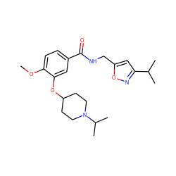 COc1ccc(C(=O)NCc2cc(C(C)C)no2)cc1OC1CCN(C(C)C)CC1 ZINC000012437805