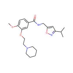 COc1ccc(C(=O)NCc2cc(C(C)C)no2)cc1OCCN1CCCCC1 ZINC000169302775