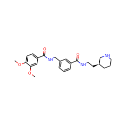 COc1ccc(C(=O)NCc2cccc(C(=O)NCC[C@@H]3CCCNC3)c2)cc1OC ZINC000045364350