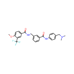 COc1ccc(C(=O)NCc2cccc(C(=O)Nc3ccc(CN(C)C)cc3)c2)cc1C(F)(F)F ZINC000045337323