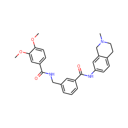 COc1ccc(C(=O)NCc2cccc(C(=O)Nc3ccc4c(c3)CN(C)CC4)c2)cc1OC ZINC000045374674