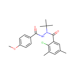 COc1ccc(C(=O)NN(C(=O)c2cc(C)cc(C)c2Cl)C(C)(C)C)cc1 ZINC000103196131