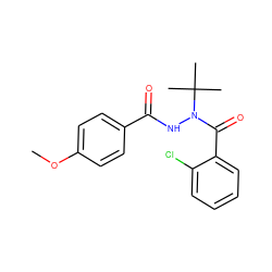 COc1ccc(C(=O)NN(C(=O)c2ccccc2Cl)C(C)(C)C)cc1 ZINC000103183584