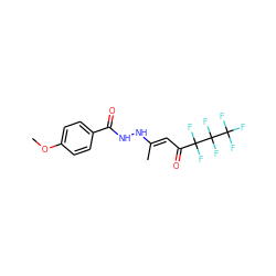 COc1ccc(C(=O)NN/C(C)=C/C(=O)C(F)(F)C(F)(F)C(F)(F)F)cc1 ZINC000006013682