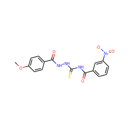 COc1ccc(C(=O)NNC(=S)NC(=O)c2cccc([N+](=O)[O-])c2)cc1 ZINC000002135537