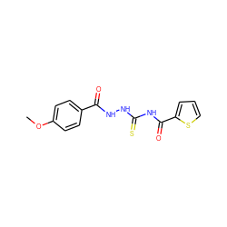 COc1ccc(C(=O)NNC(=S)NC(=O)c2cccs2)cc1 ZINC000002316450