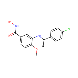 COc1ccc(C(=O)NO)cc1N[C@@H](C)c1ccc(Cl)cc1 ZINC001772617996