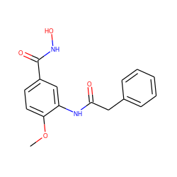 COc1ccc(C(=O)NO)cc1NC(=O)Cc1ccccc1 ZINC000653851521