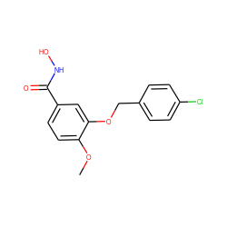 COc1ccc(C(=O)NO)cc1OCc1ccc(Cl)cc1 ZINC001772588799