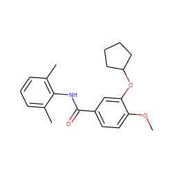 COc1ccc(C(=O)Nc2c(C)cccc2C)cc1OC1CCCC1 ZINC000013736957