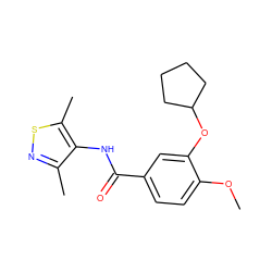 COc1ccc(C(=O)Nc2c(C)nsc2C)cc1OC1CCCC1 ZINC000013737010