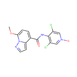 COc1ccc(C(=O)Nc2c(Cl)c[n+]([O-])cc2Cl)c2ccnn12 ZINC000096933207