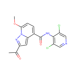 COc1ccc(C(=O)Nc2c(Cl)cncc2Cl)c2cc(C(C)=O)nn12 ZINC000096933399