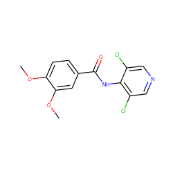 COc1ccc(C(=O)Nc2c(Cl)cncc2Cl)cc1OC ZINC000013737018