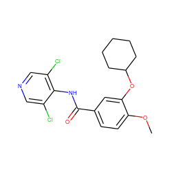 COc1ccc(C(=O)Nc2c(Cl)cncc2Cl)cc1OC1CCCCC1 ZINC000013737024